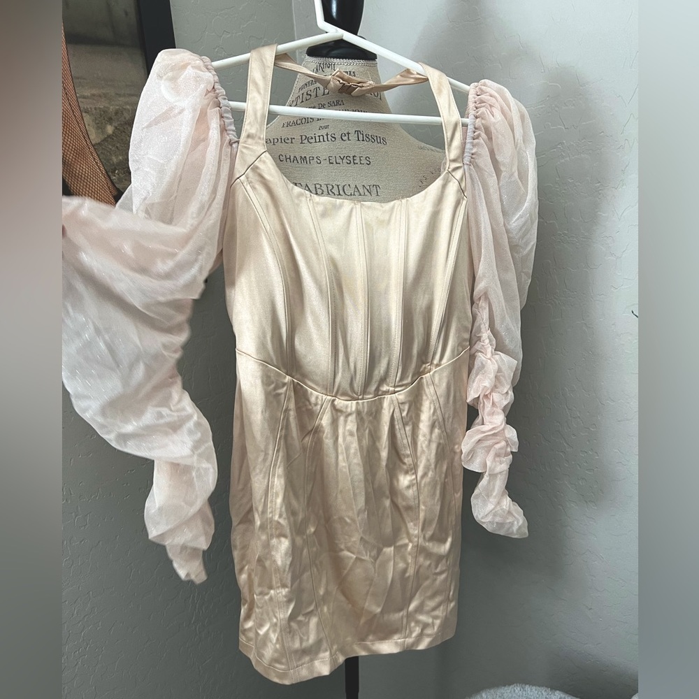NWT Club L London champagne, mini dress; Size US 8